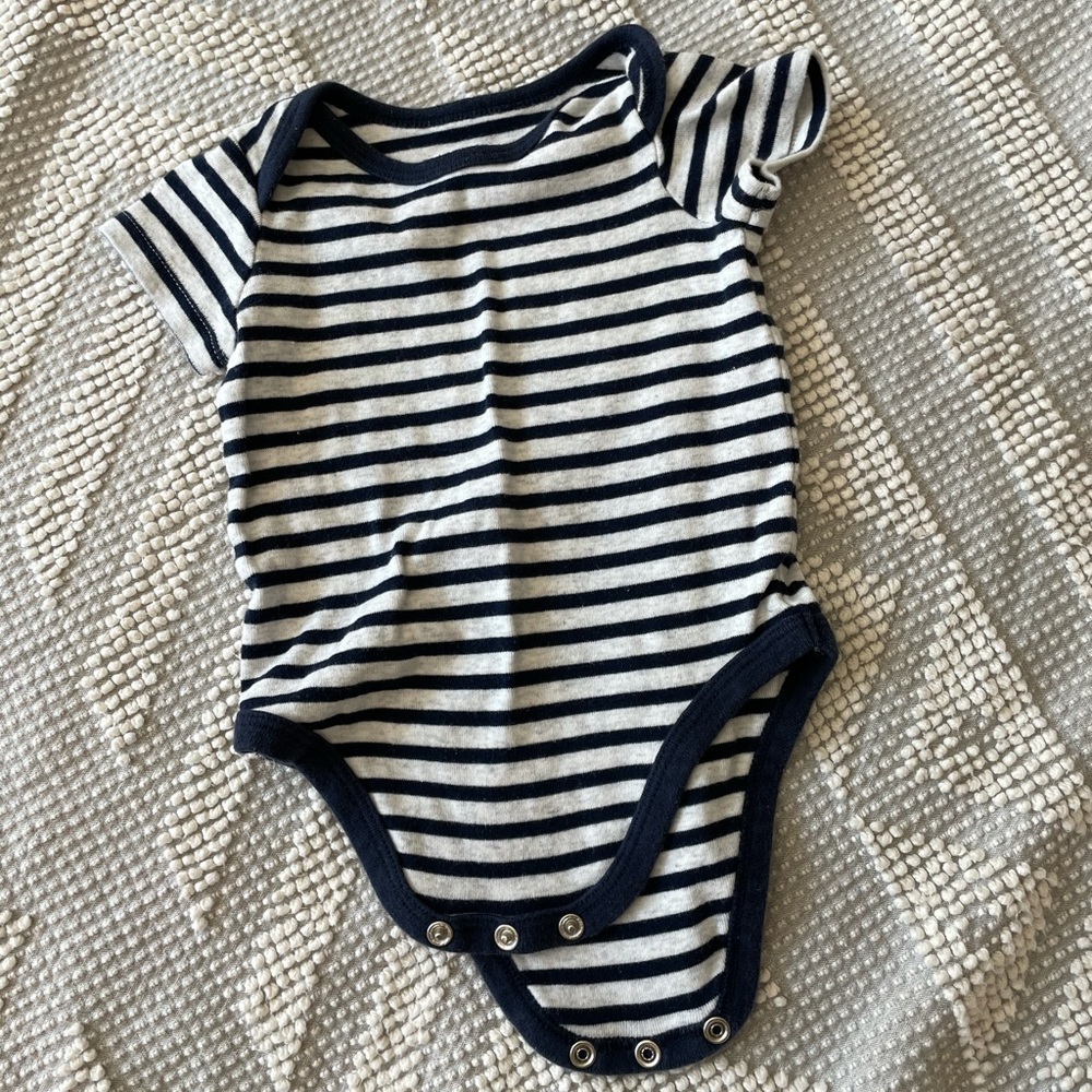 First Impressions Grey Navy Stripe